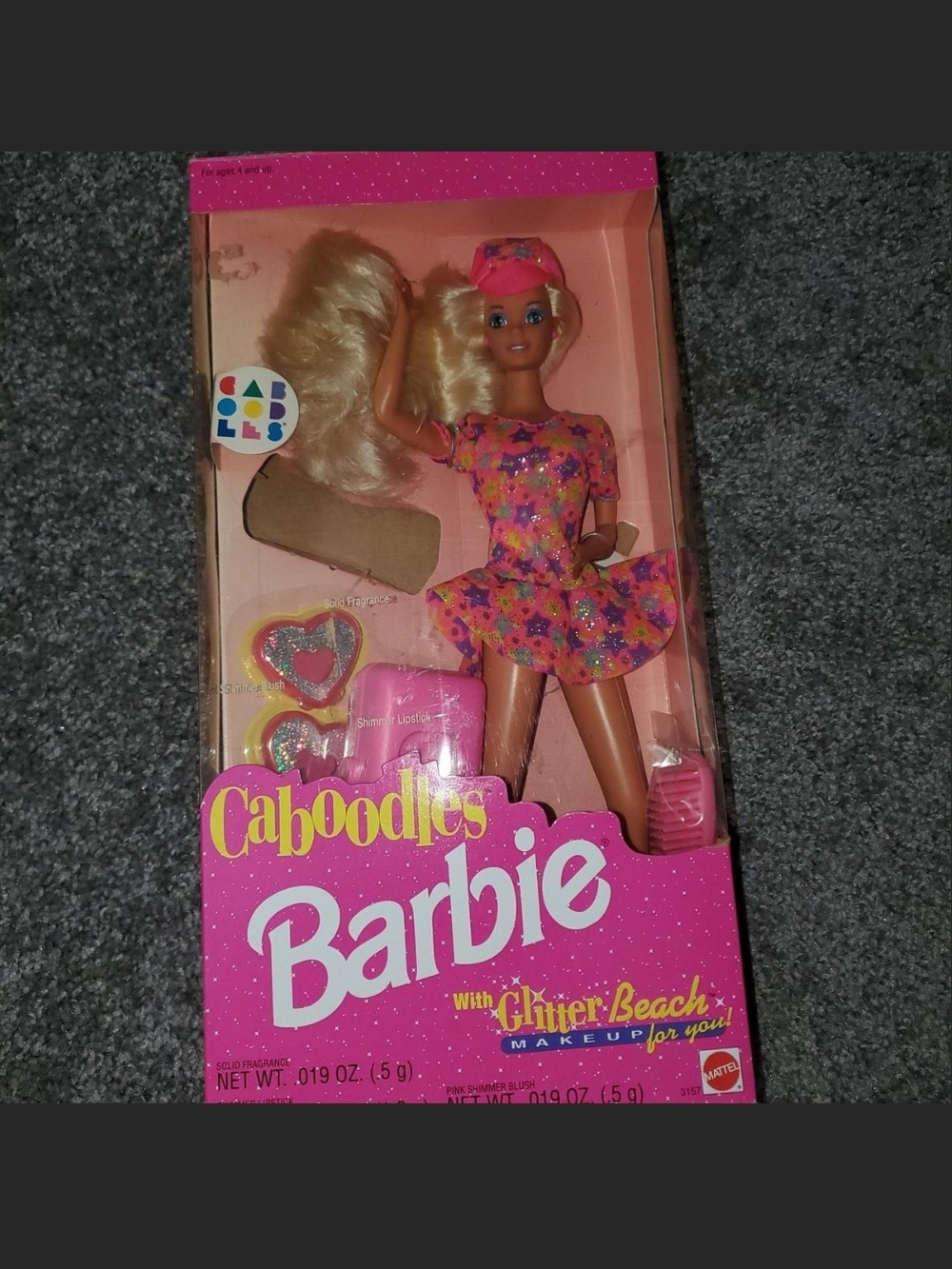 Vintage Mattel 1992 Caboodles Barbie Doll with glitter beach makeup